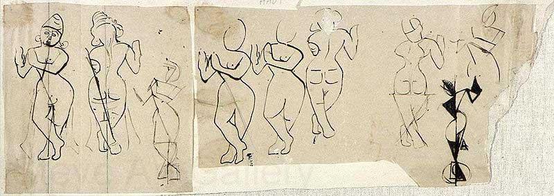 Theo van Doesburg Sketches of Krishna playing a flute France oil painting art